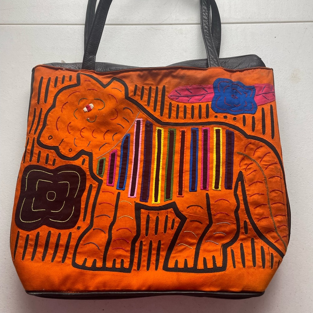 Colombian Leather And Fabric Purse Handbag Vintage?